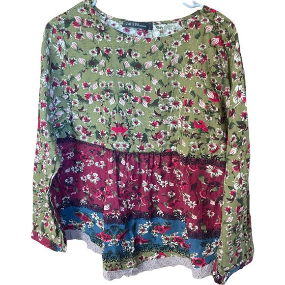 Zanzea Collection Women’s Bohemian Floral Long Sleeve Lace Trim Top Large NWT - Picture 5 of 11